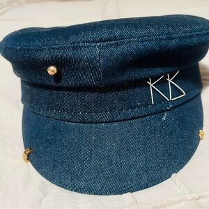 Elegant Denim Women's Cap with Gold Accents